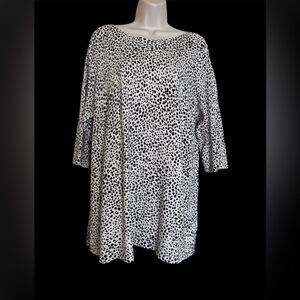 J. Jill animal cheetah print, X-Large Oversized Tunic with 3/4 Sleeves brown